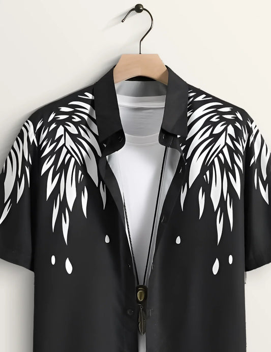Black Splash Printed Essential Everyday Cotton Shirt for Men