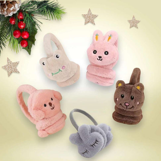 Trubliz Kids Ear Muffs Combo Super Soft Winter Warm Cat Design