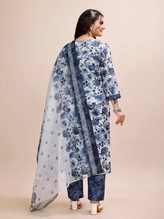 Blue_Cotton_Kurti_Pant_With_Dupatta_Set_For_Women