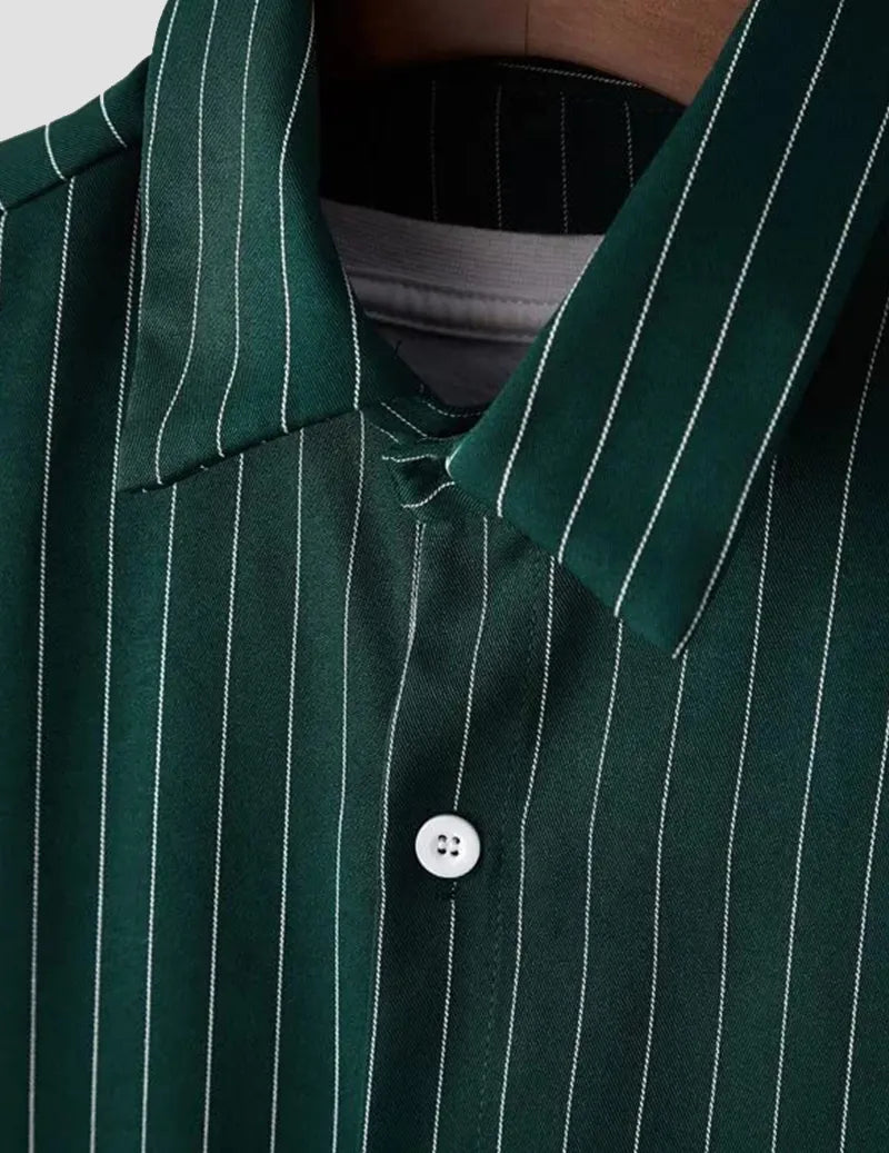 Green Lining White Cotton Shirt Half Sleeves Multicolor for Men