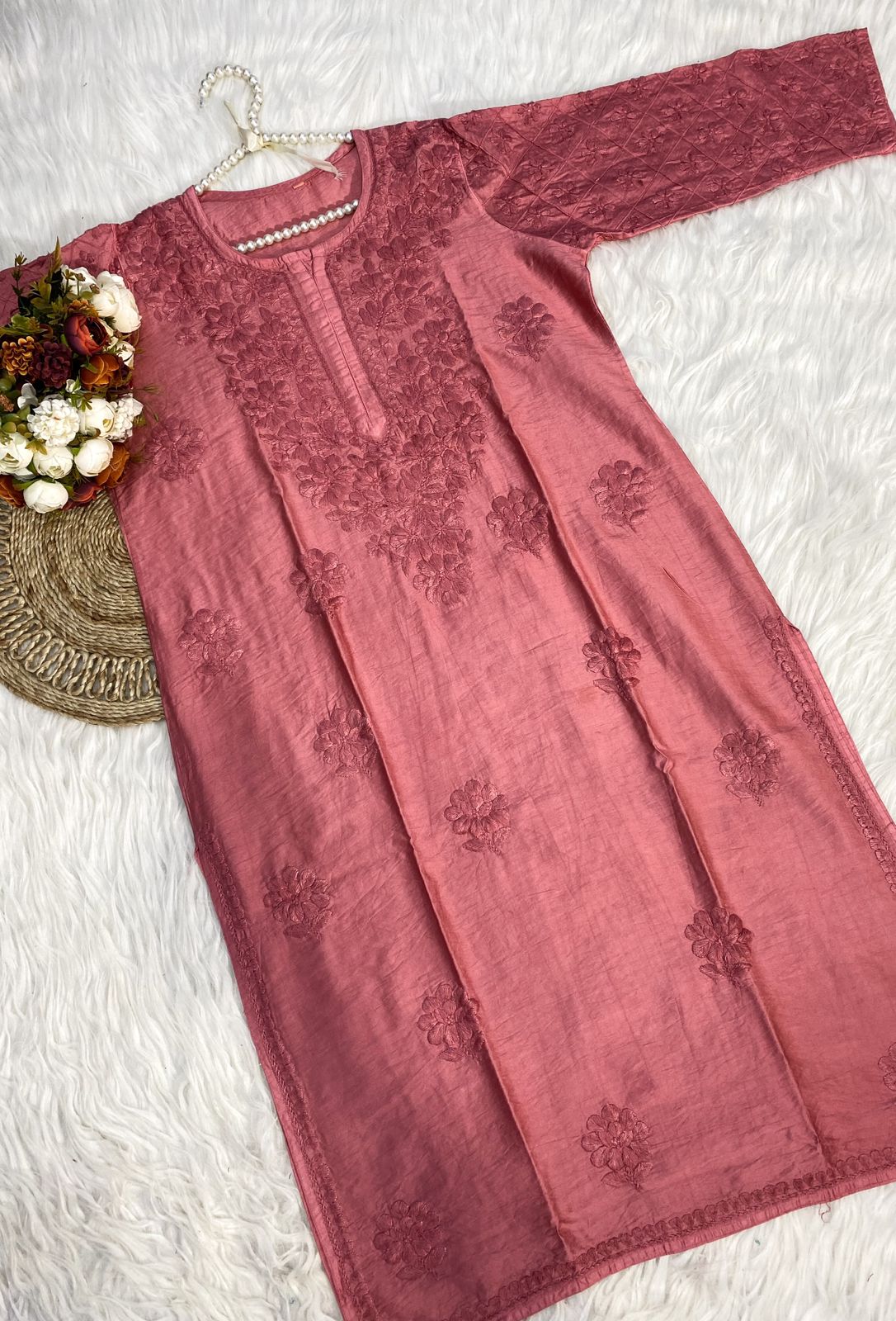 Luxurious Heavy Motif Chikankari Embroidery Co-ord Plazo Set