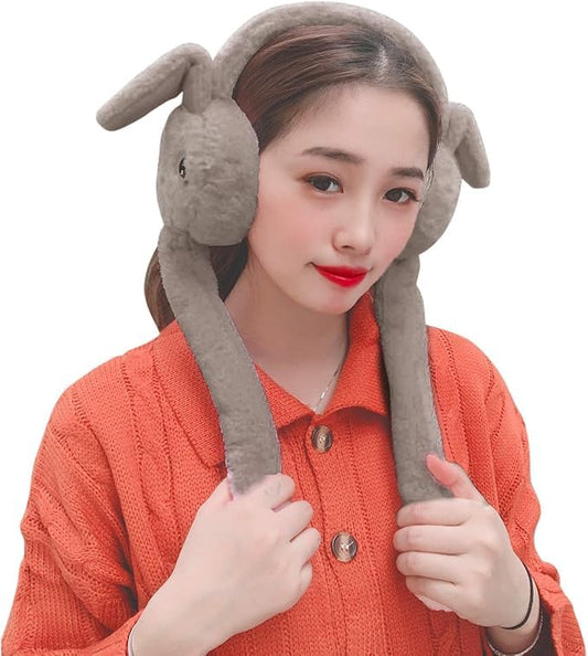 Ear Muffs for Winter | Moving Rabbit Ears Cute Bunny Earmuffs for Girls, Boys, Women | Soft Warm Plush Faux Fur Ear Warmers for Cold Weather Ideal for Outdoor Activity Running, Cycling|B0FHWYB32P