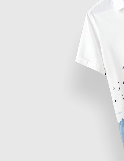 Blue Shade Men's Half Sleeves Printed Shirt Exclusive