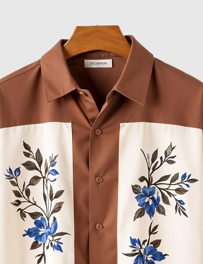 Brown Flower Men's Half Sleeves Printed Shirt Exclusive