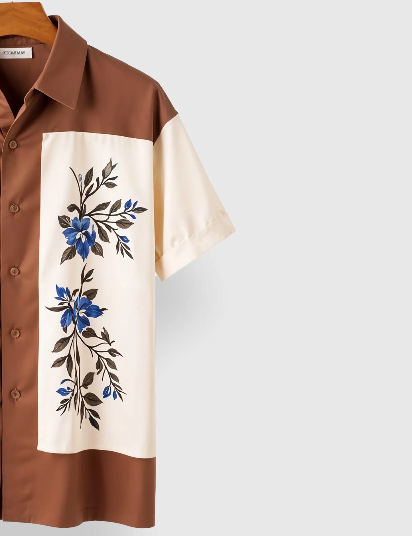 Brown Flower Men's Half Sleeves Printed Shirt Exclusive
