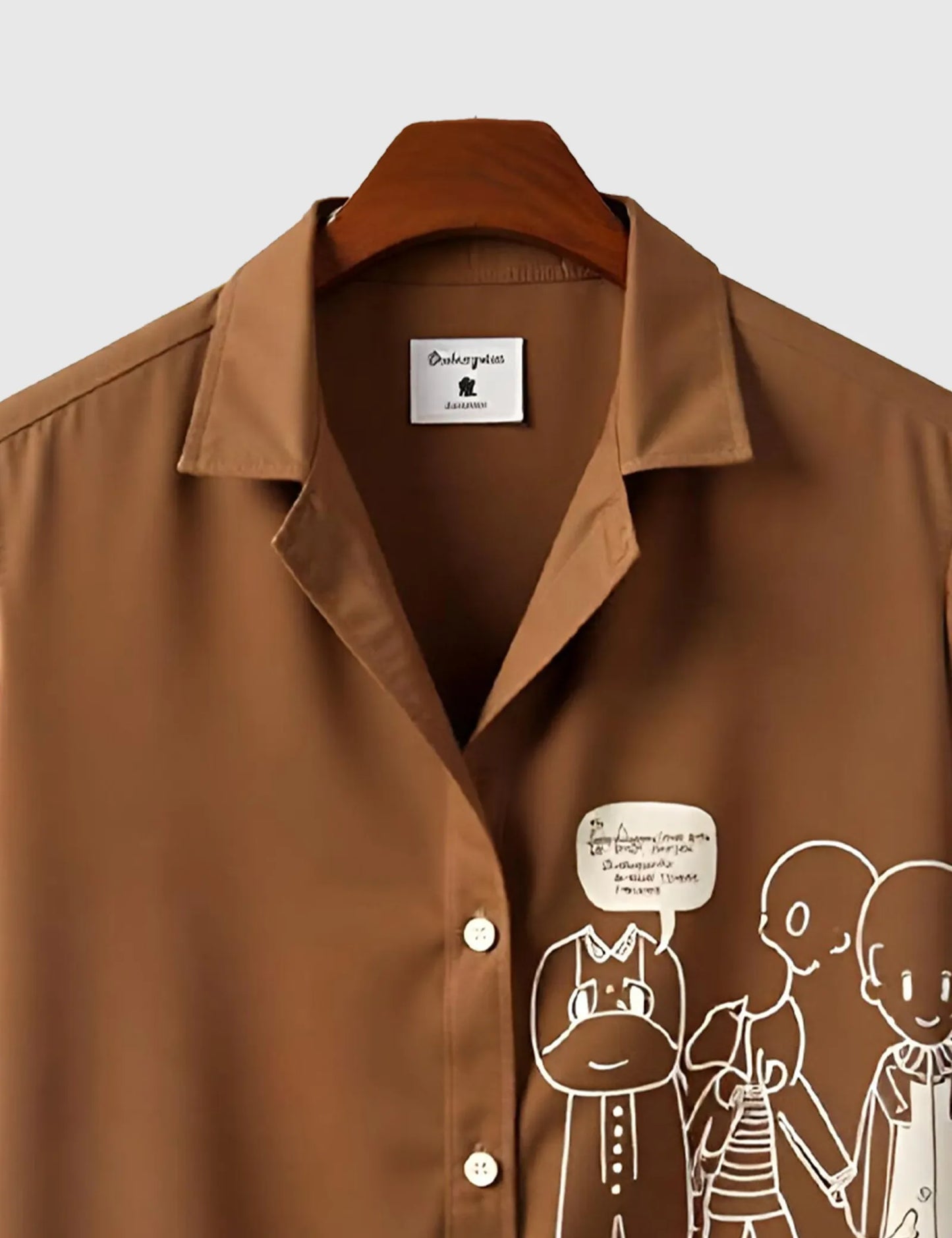 Brown White Outline Men's Half Sleeves Printed Shirt Exclusive