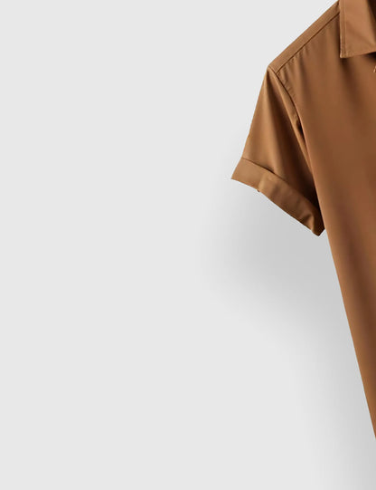 Brown White Outline Men's Half Sleeves Printed Shirt Exclusive