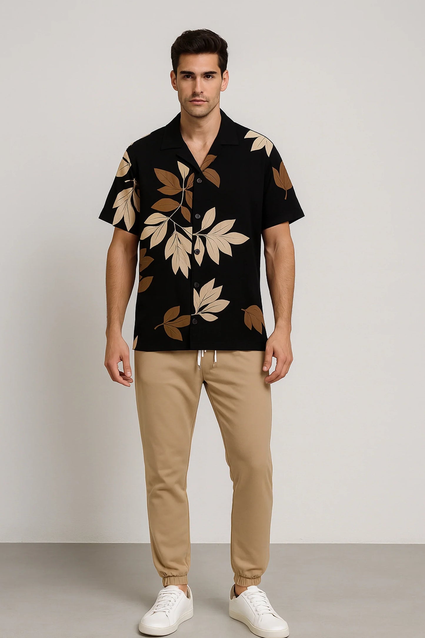 Black Leaf Men's Casual Half Sleeve Shirt and Full Pant Set