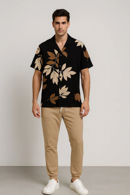 Black Leaf Men's Casual Half Sleeve Shirt and Full Pant Set