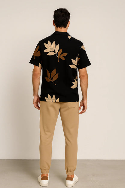 Black Leaf Men's Casual Half Sleeve Shirt and Full Pant Set