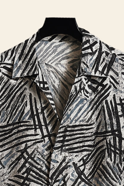 Black Scratch Men's Casual Half Sleeve Shirt and Full Pant Set