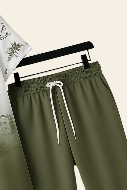 Green Shady Men's Casual Half Sleeve Shirt and Full Pant Set