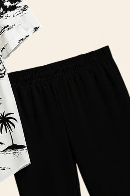 White Beach Men's Casual Half Sleeve Shirt and Full Pant Set