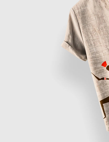 Cream Girl Dance Men's Half Sleeves Printed Shirt Exclusive