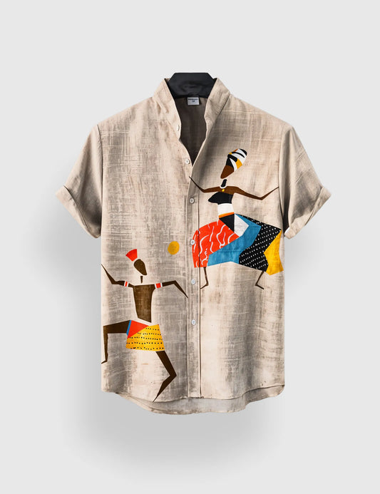 Cream Girl Dance Men's Half Sleeves Printed Shirt Exclusive