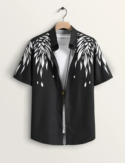 Black Splash Printed Essential Everyday Cotton Shirt for Men