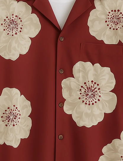 Red Flower SleekFit Cotton Casual Shirt for Men