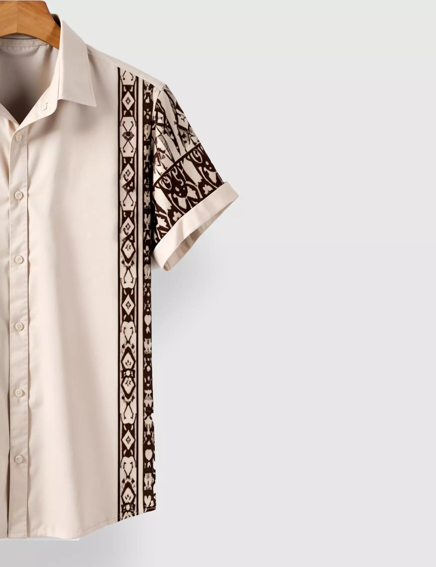 Cream Horse Designer Men's Half Sleeves Printed Shirt Exclusive