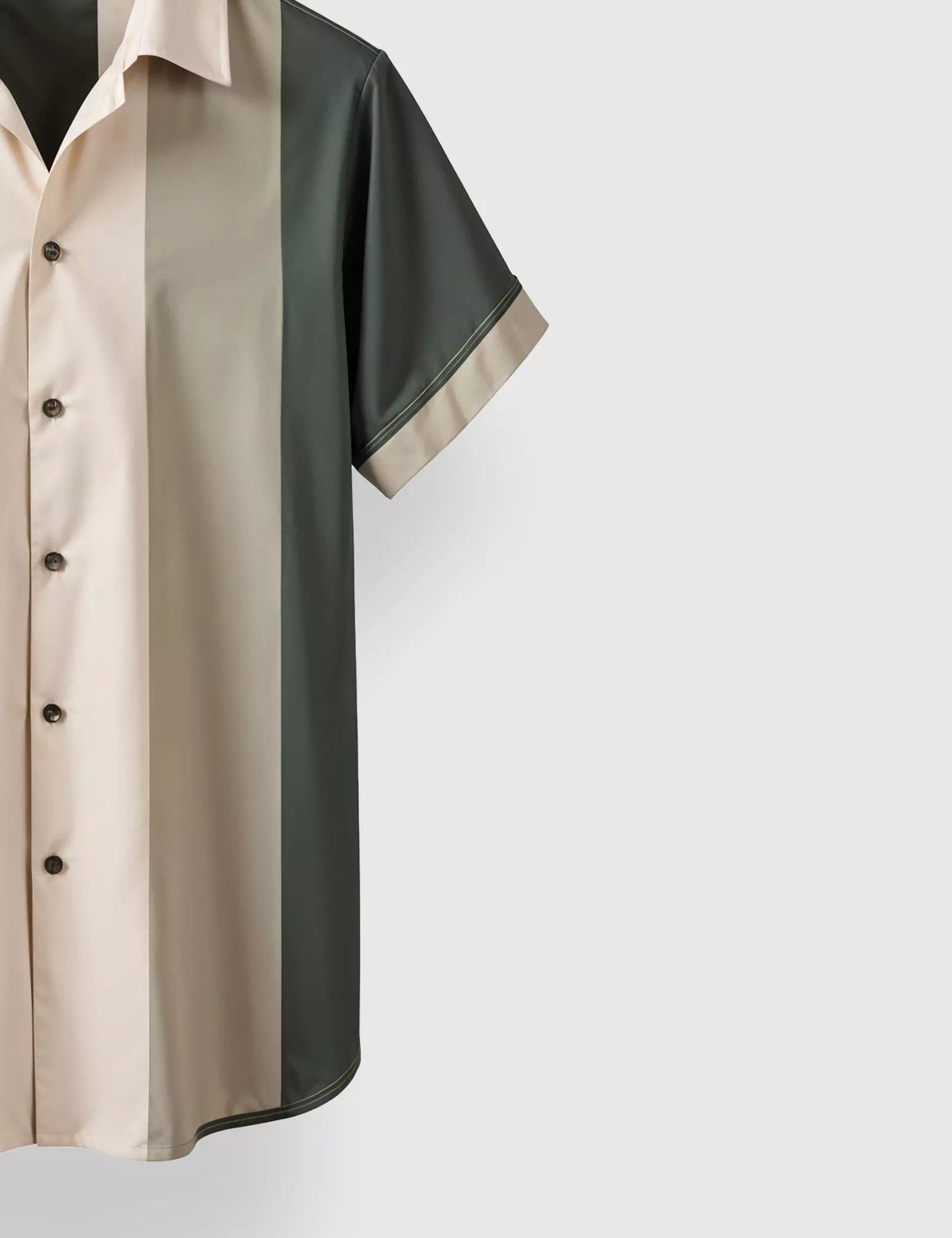 Cream and Green Stripped Designer Men's Half Sleeves Printed Shirt Exclusive