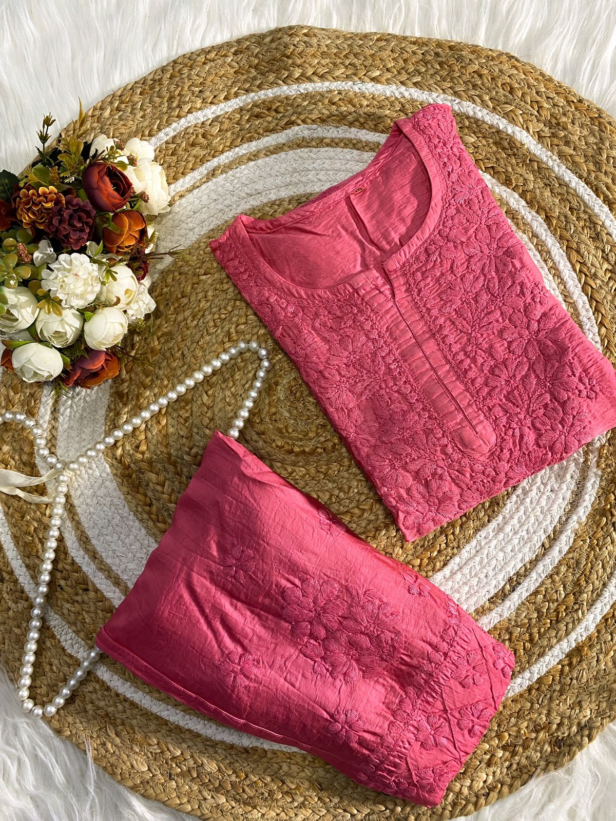 Luxurious Heavy Motif Chikankari Embroidery Co-ord Plazo Set