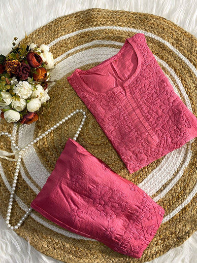 Luxurious Heavy Motif Chikankari Embroidery Co-ord Plazo Set