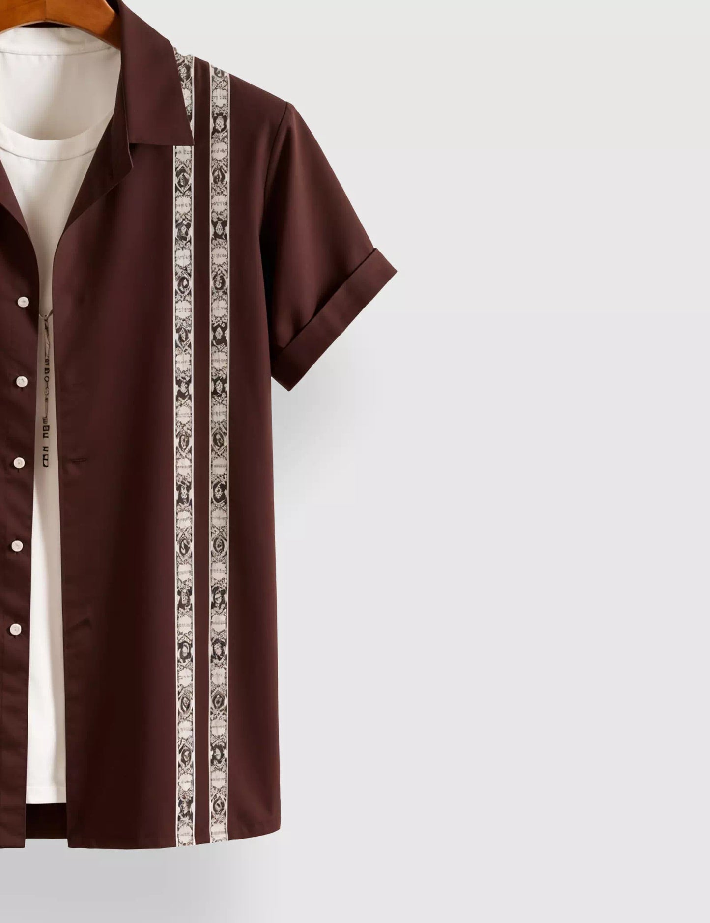 Marron Stripped Designer Men's Half Sleeves Printed Shirt Exclusive