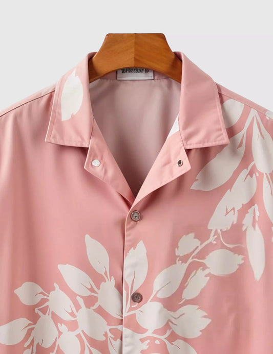 Pink_Floral Work Designer Men's Half Sleeves Printed Shirt Exclusive
