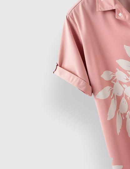 Pink_Floral Work Designer Men's Half Sleeves Printed Shirt Exclusive