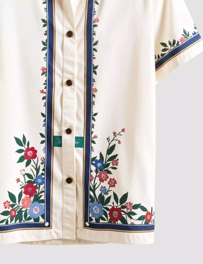 Flower Border Printed Designer Men's Half Sleeves Printed Shirt Exclusive Super Sale