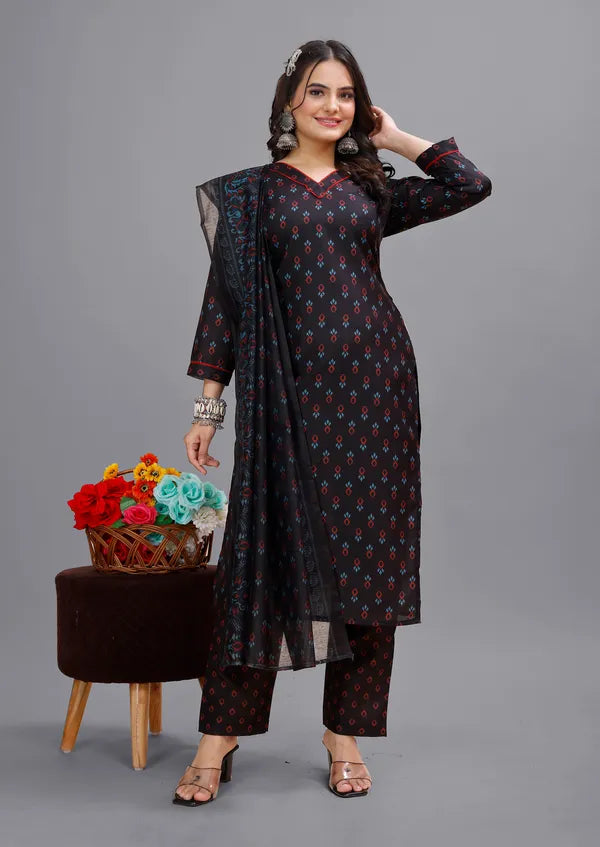 Blue_Cotton_Kurti_Pant_Dupatta_Set_For_Women