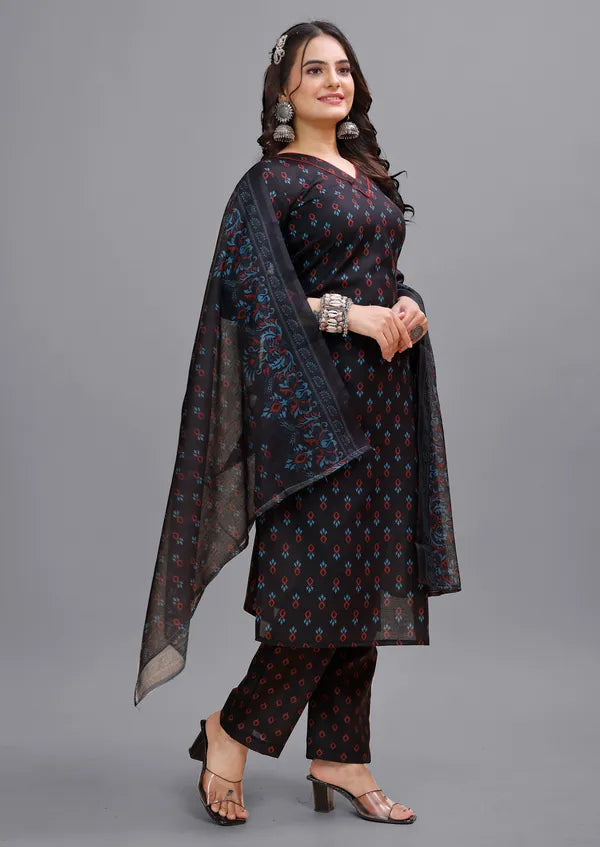 Blue_Cotton_Kurti_Pant_Dupatta_Set_For_Women