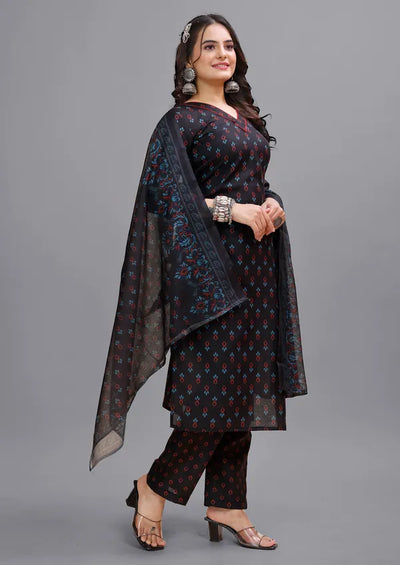 Blue_Cotton_Kurti_Pant_Dupatta_Set_For_Women