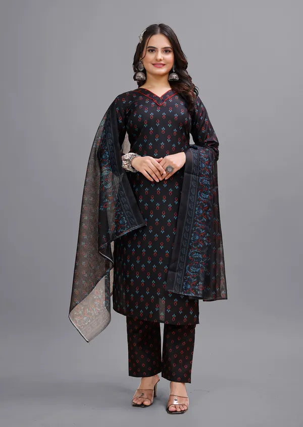 Blue_Cotton_Kurti_Pant_Dupatta_Set_For_Women