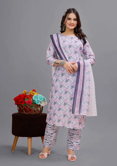 Purple_Cotton_Kurti_Pant_With_Dupatta_Set_For_Women